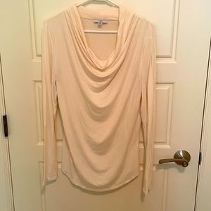 Halston silky cowl neck top in cream